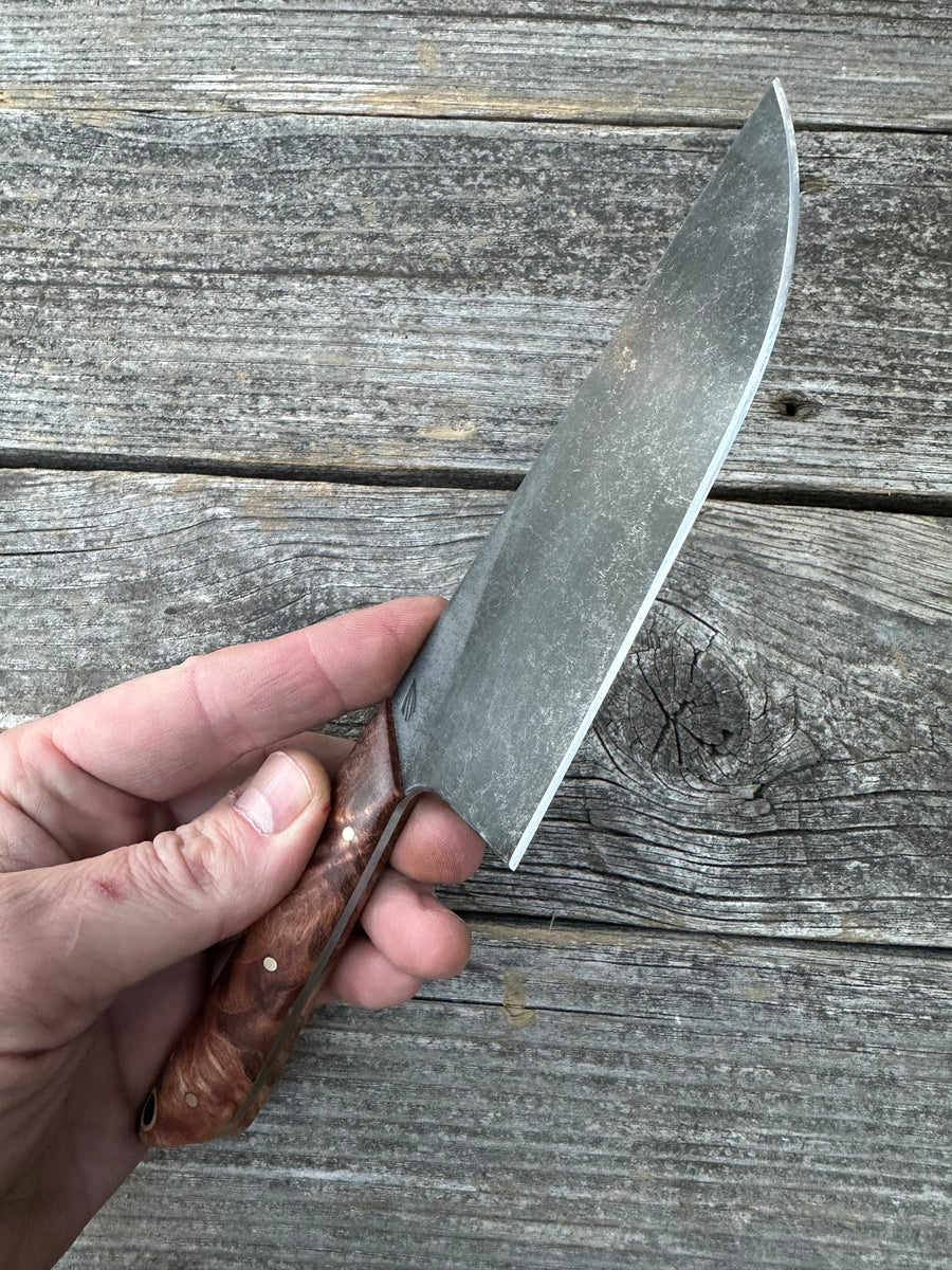 Western Mini-Chef's Knife — Maple Burl & Brass