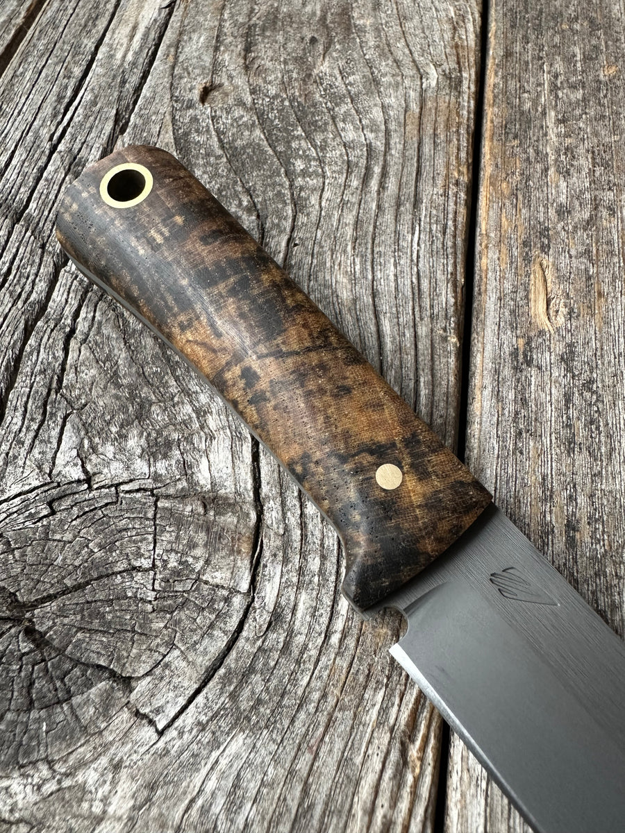 Survival Scout Knife — Spalted Maple & Brass