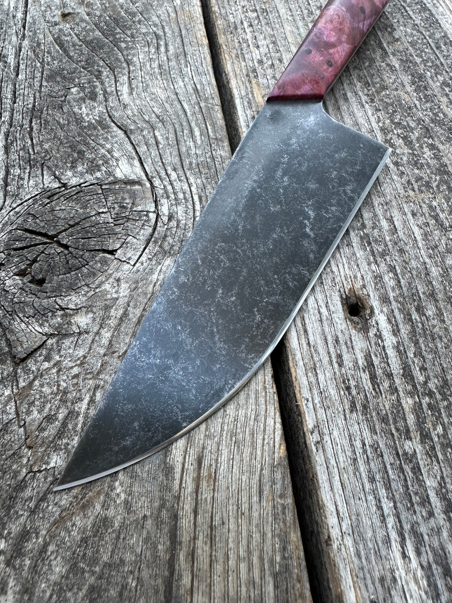 Western Mini-Chef's Knife — Dyed Maple Burl & Linen