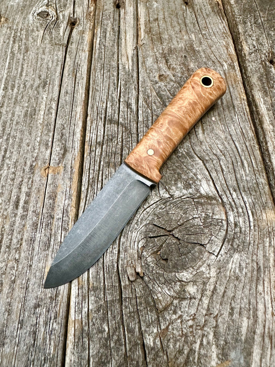 Survival Scout Knife — Maple Burl & Brass