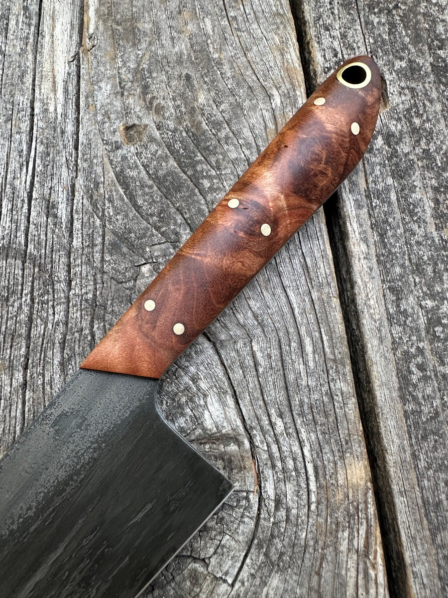 Western Mini-Chef's Knife — Maple Burl & Brass