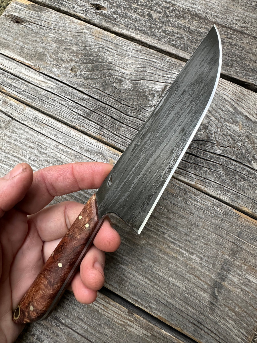 Western Mini-Chef's Knife — Ambrosia Maple & Brass