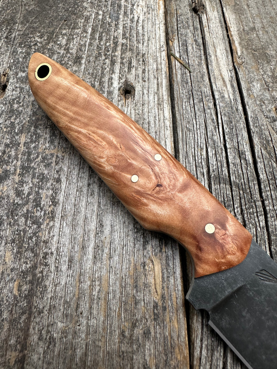 Drop-Point Harvester— Maple Burl & Brass