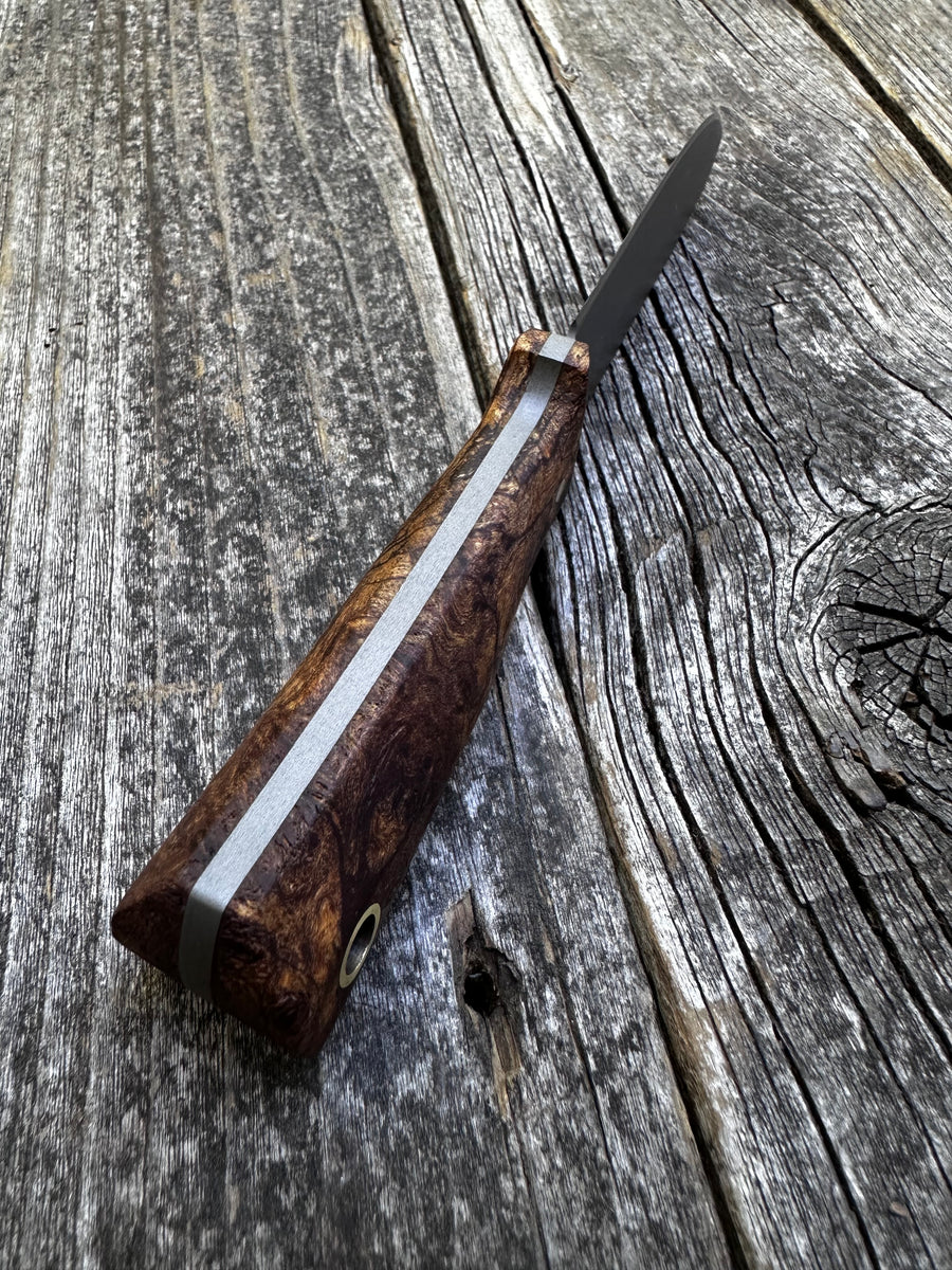 Mountain Scout Knife — Spalted Maple & Brass