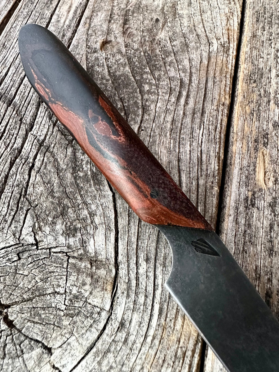 Western Paring Knife 3.75" —  Terra-Cotta Burl Micarta & Linen