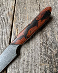 Western Paring Knife 3.75" —  Terra-Cotta Burl Micarta & Linen