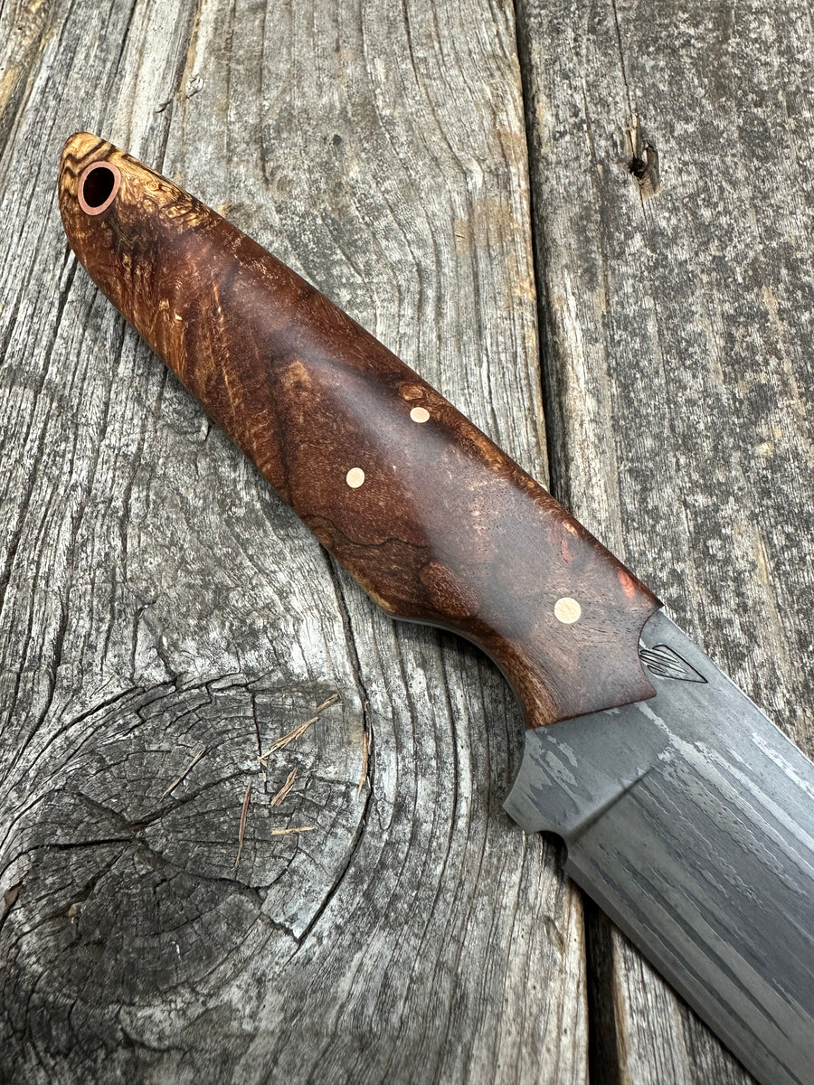 Drop-Point Harvester— Spalted Ambrosia Maple & Copper