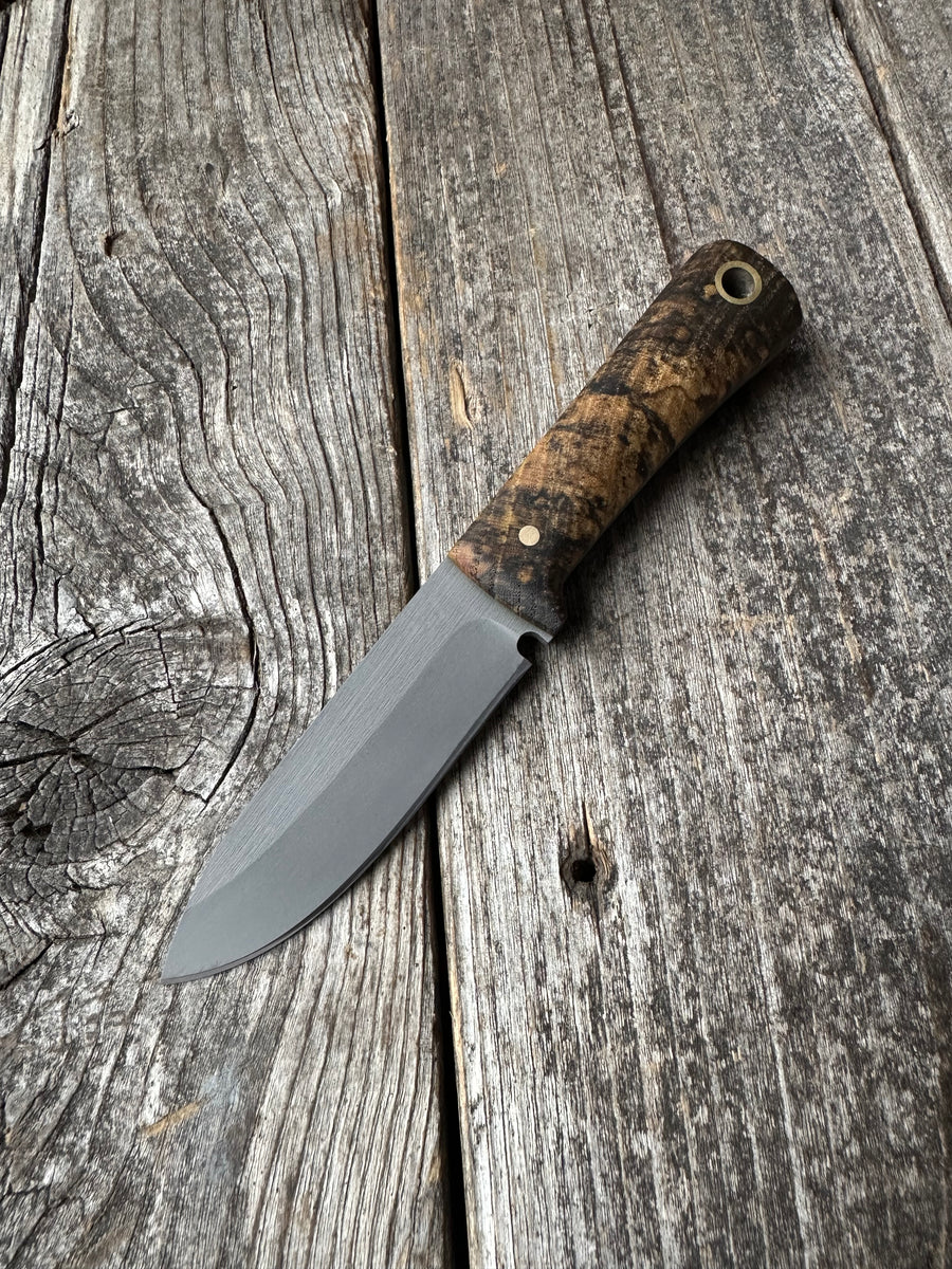 Survival Scout Knife — Spalted Maple & Brass