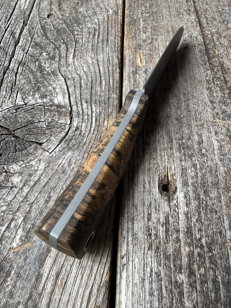 Survival Scout Knife — Spalted Maple & Brass