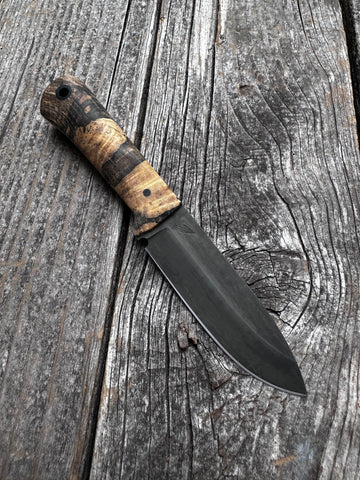 Mountain Scout Knife — Spalted Hackberry & Linen Micarta
