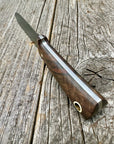 Survival Scout Knife — Feathered Walnut & Brass