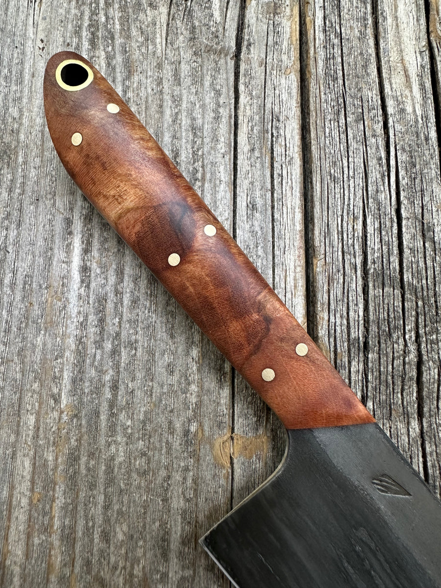 Western Mini-Chef's Knife — Maple Burl & Brass