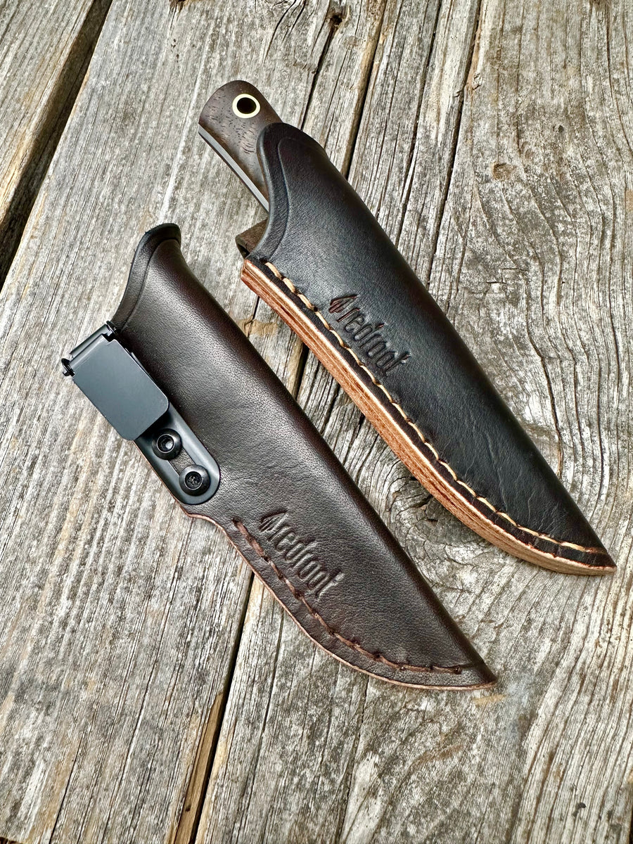 Survival Scout Knife — Feathered Walnut & Brass