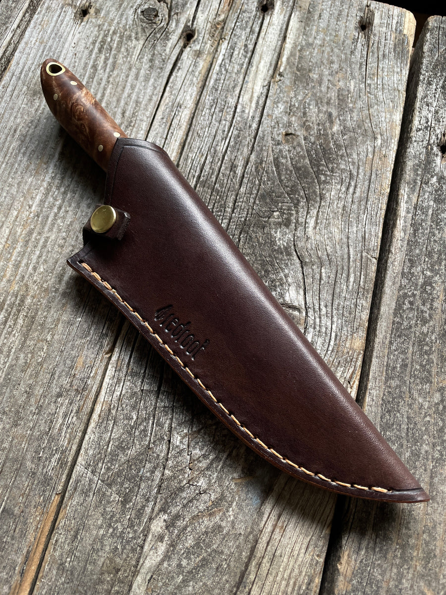 Western Mini-Chef's Knife — Dyed Maple Burl & Linen