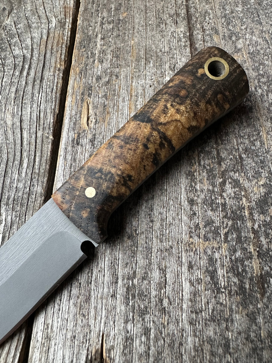 Survival Scout Knife — Spalted Maple & Brass