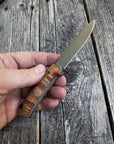 Survival Scout Knife — Maple Burl & Linen