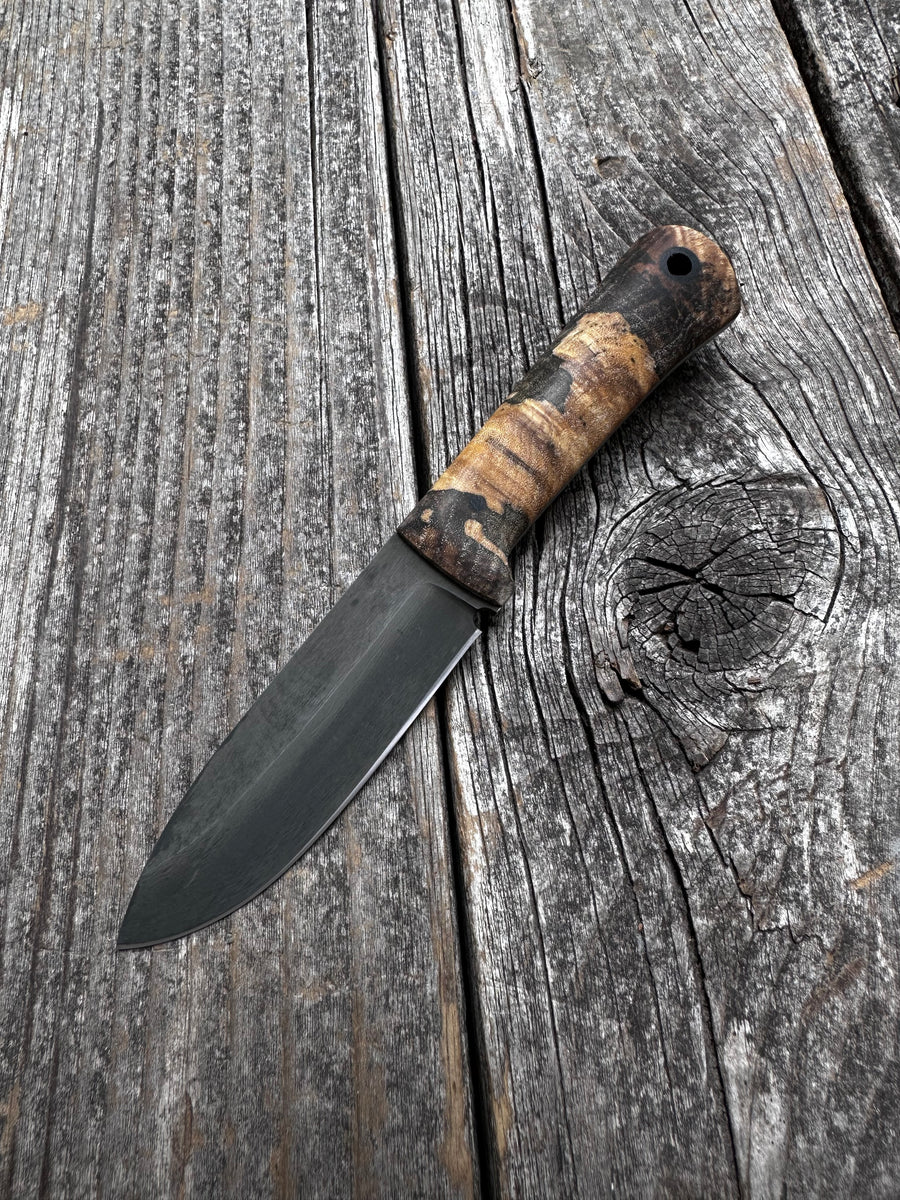 Mountain Scout Knife — Spalted Hackberry & Linen Micarta