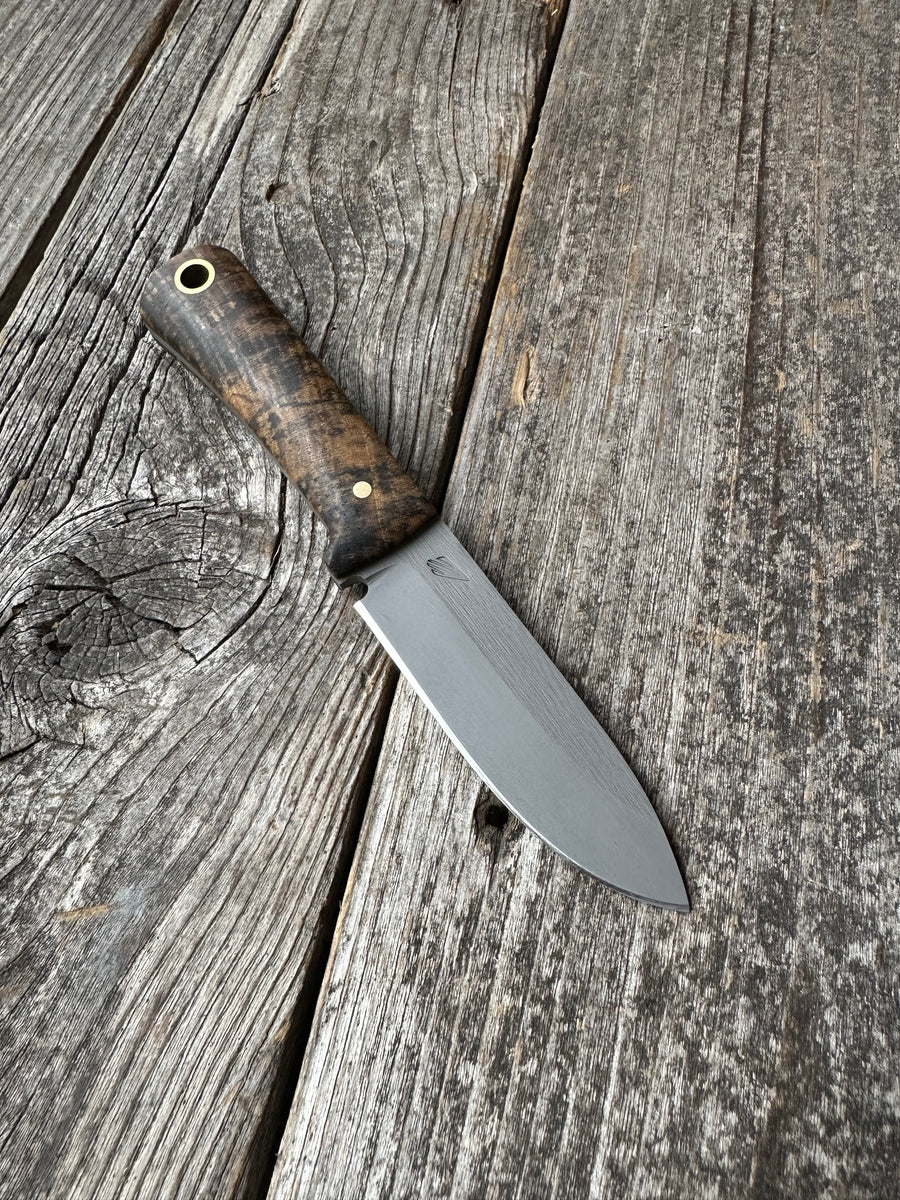 Survival Scout Knife — Spalted Maple & Brass