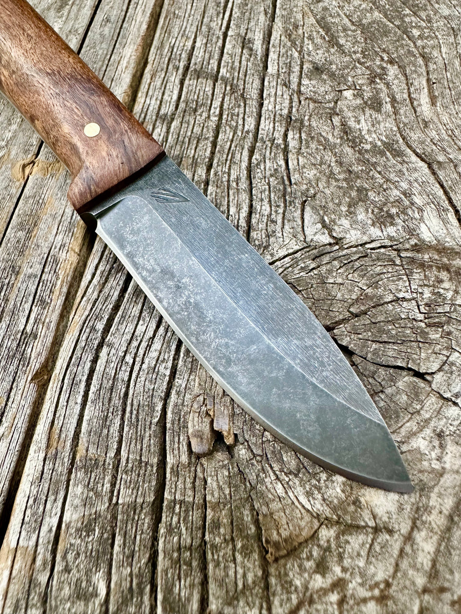 Survival Scout Knife — Maple Root & Brass