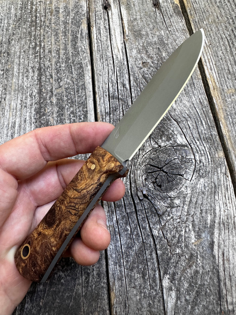 Mountain Scout Knife — Spalted Maple & Brass