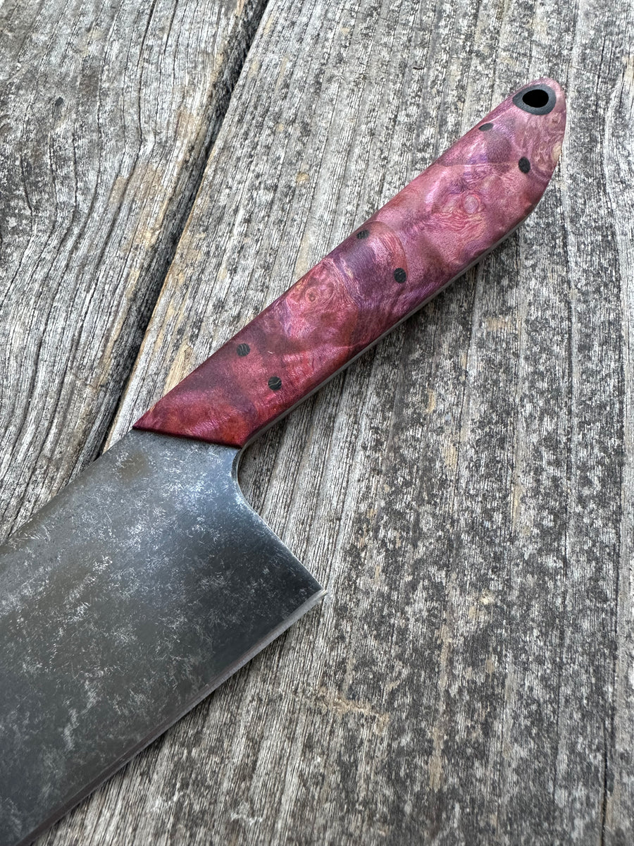 Western Mini-Chef's Knife — Dyed Maple Burl & Linen