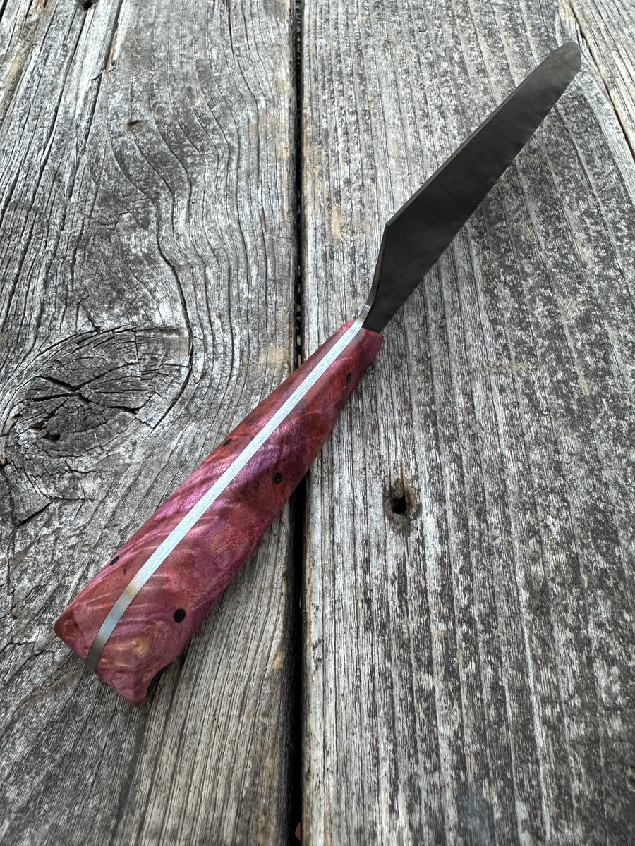 Western Mini-Chef's Knife — Dyed Maple Burl & Linen