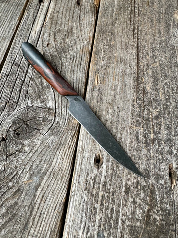 Western Paring Knife 3.75" —  Terra-Cotta Burl Micarta & Linen