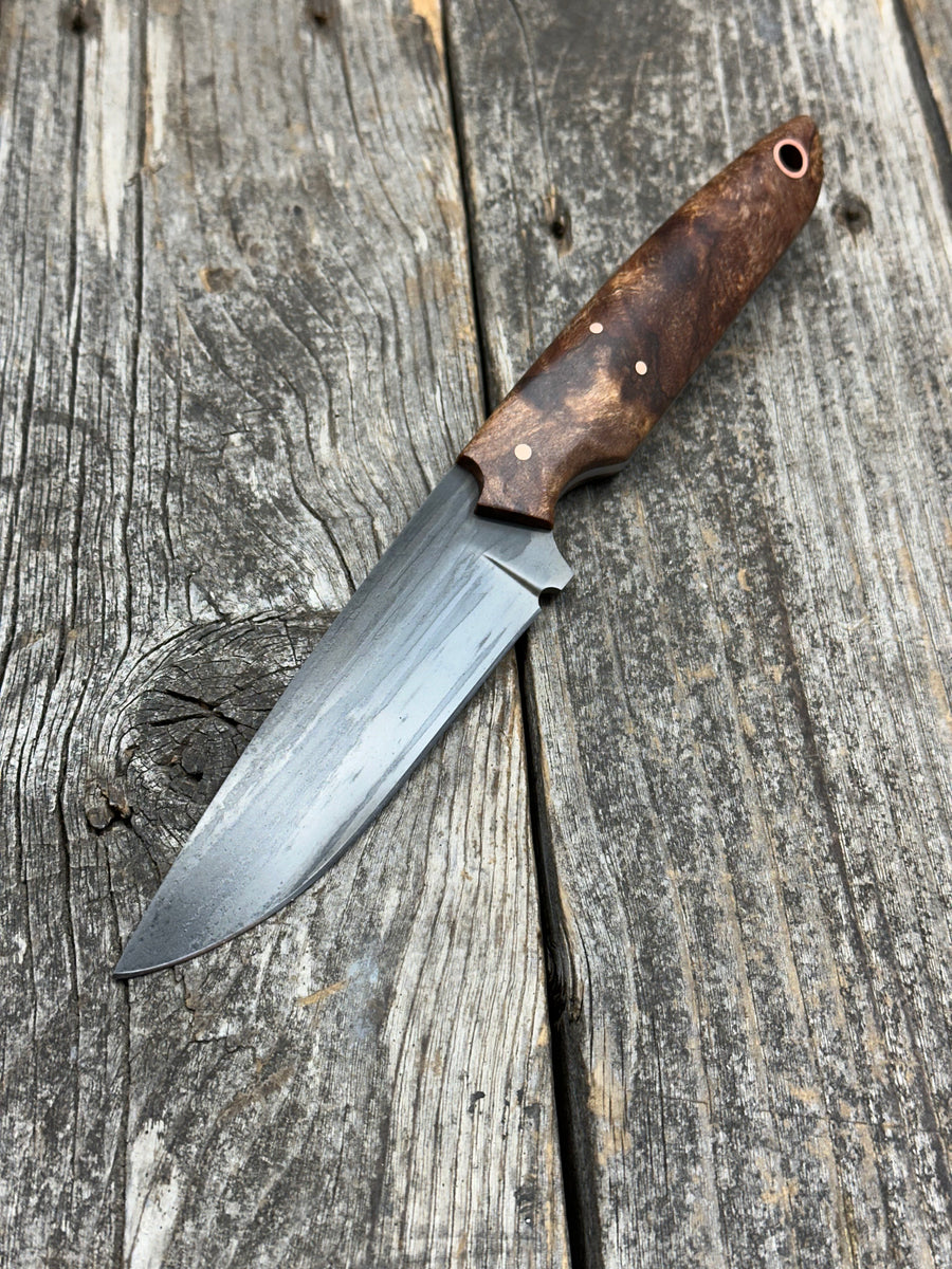 Drop-Point Harvester— Spalted Ambrosia Maple & Copper