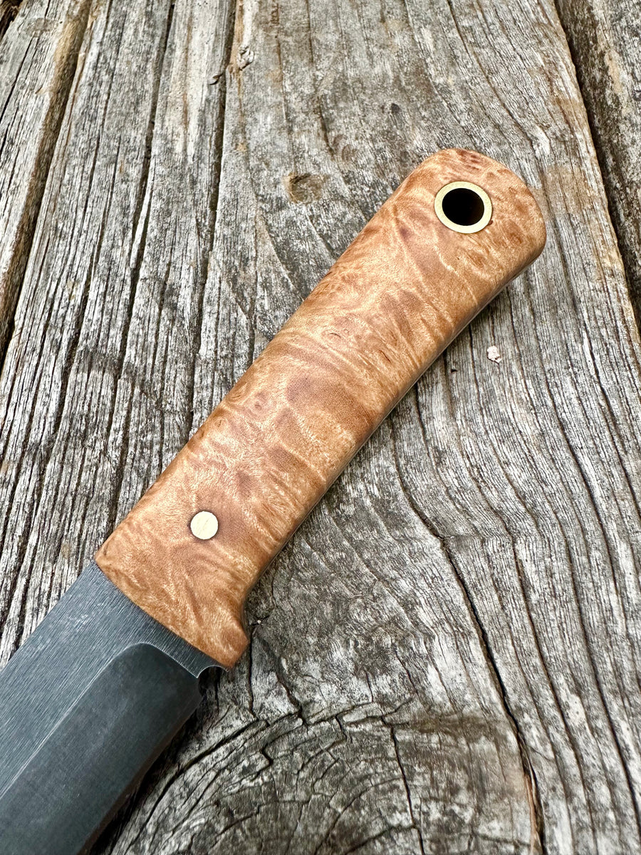 Survival Scout Knife — Maple Burl & Brass