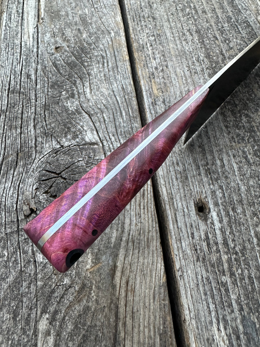 Western Mini-Chef's Knife — Dyed Maple Burl & Linen