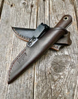 Survival Scout Knife — Feathered Walnut & Brass