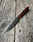 Western Paring Knife 3.75" —  Terra-Cotta Burl Micarta & Linen