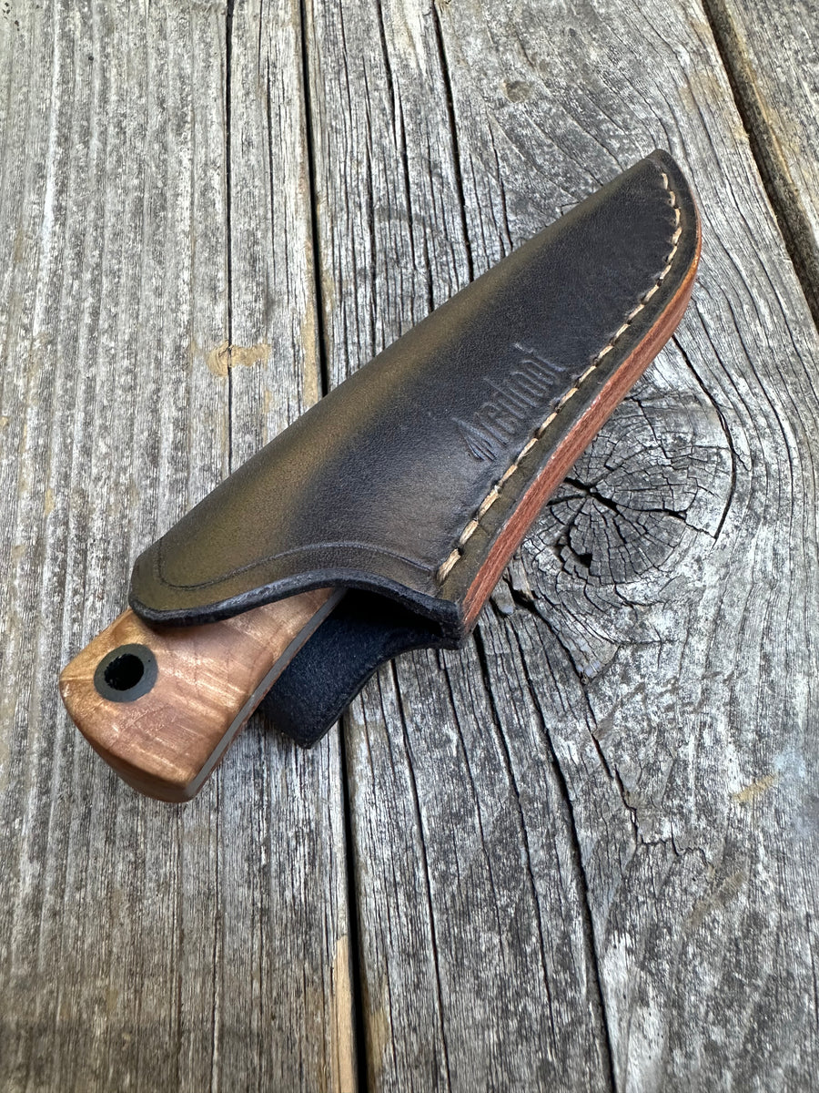 Survival Scout Knife — Maple Burl & Linen