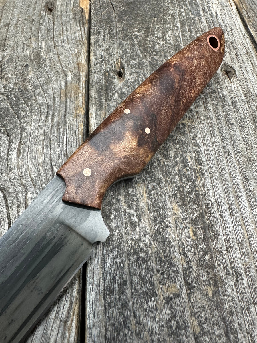 Drop-Point Harvester— Spalted Ambrosia Maple & Copper