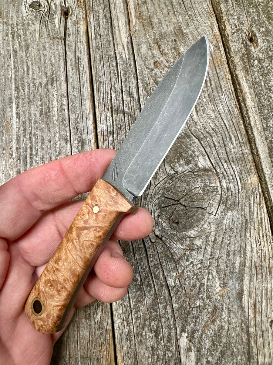 Survival Scout Knife — Maple Burl & Brass