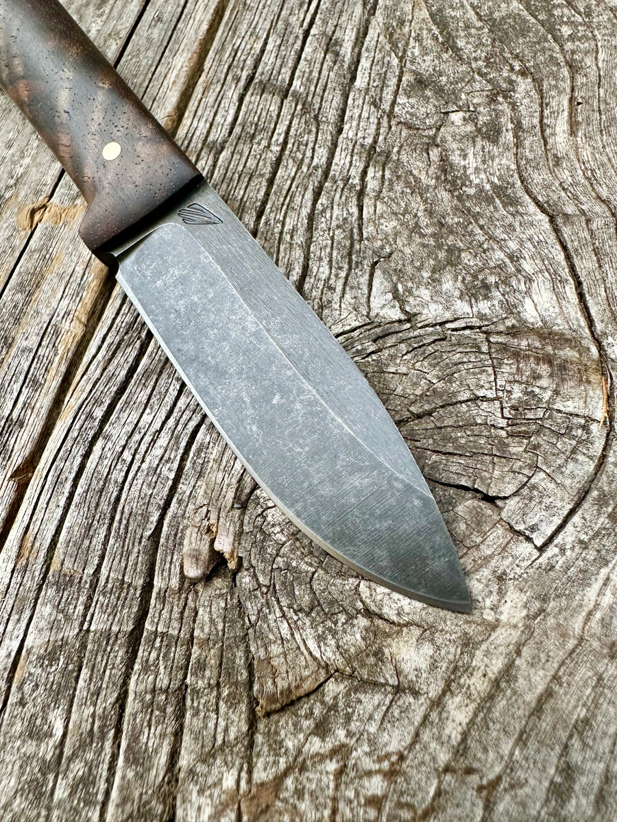 Survival Scout Knife — Feathered Walnut & Brass