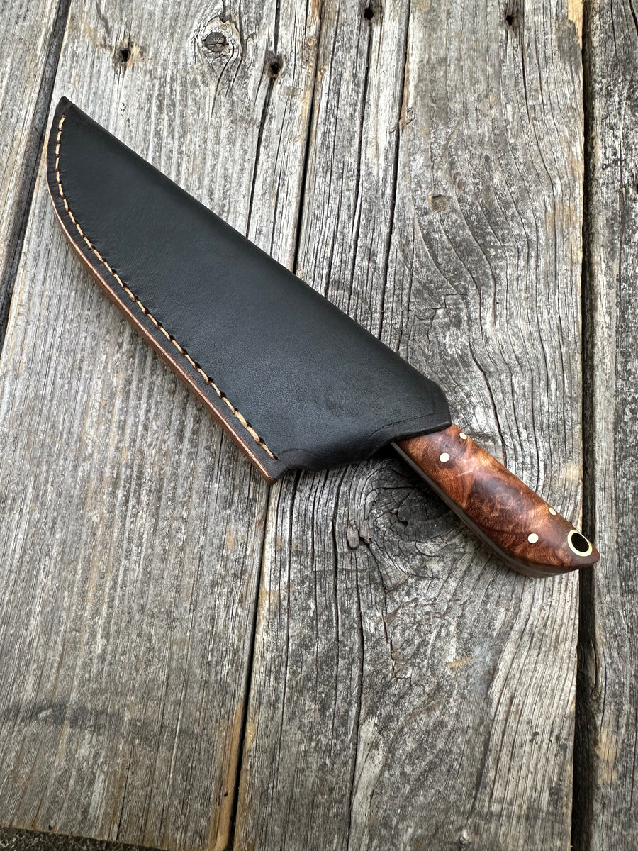 Western Mini-Chef's Knife — Maple Burl & Brass