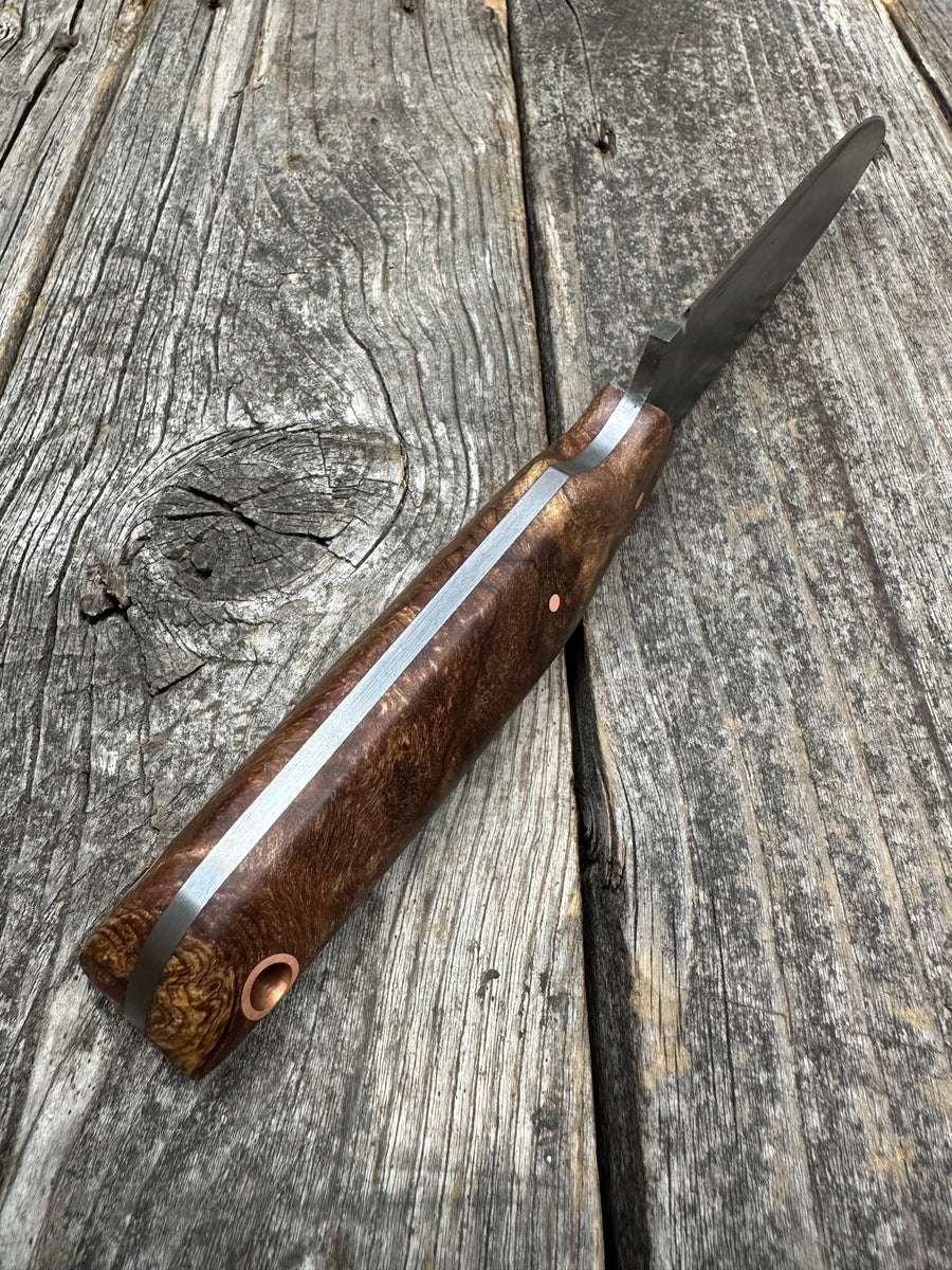 Drop-Point Harvester— Spalted Ambrosia Maple & Copper