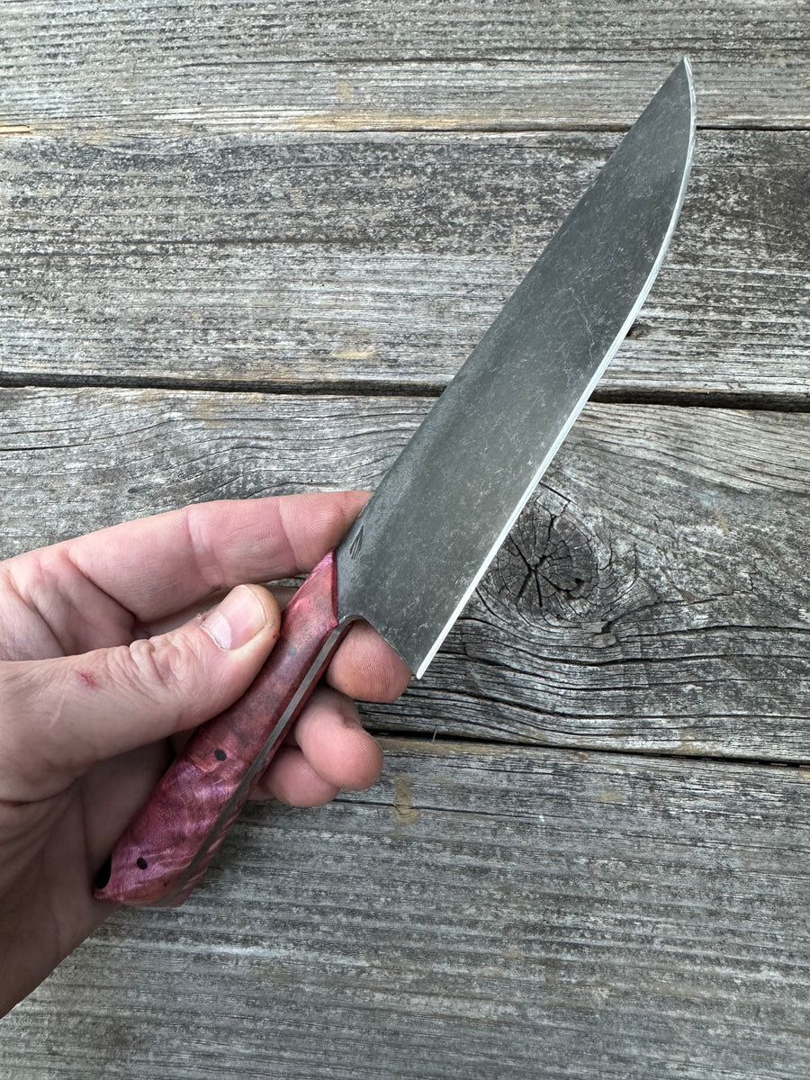 Western Mini-Chef's Knife — Dyed Maple Burl & Linen