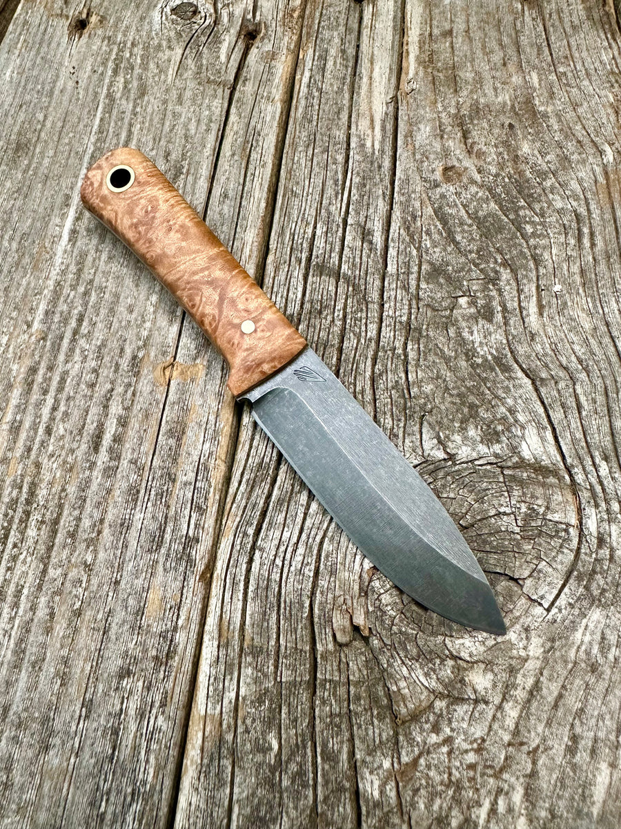 Survival Scout Knife — Maple Burl & Brass