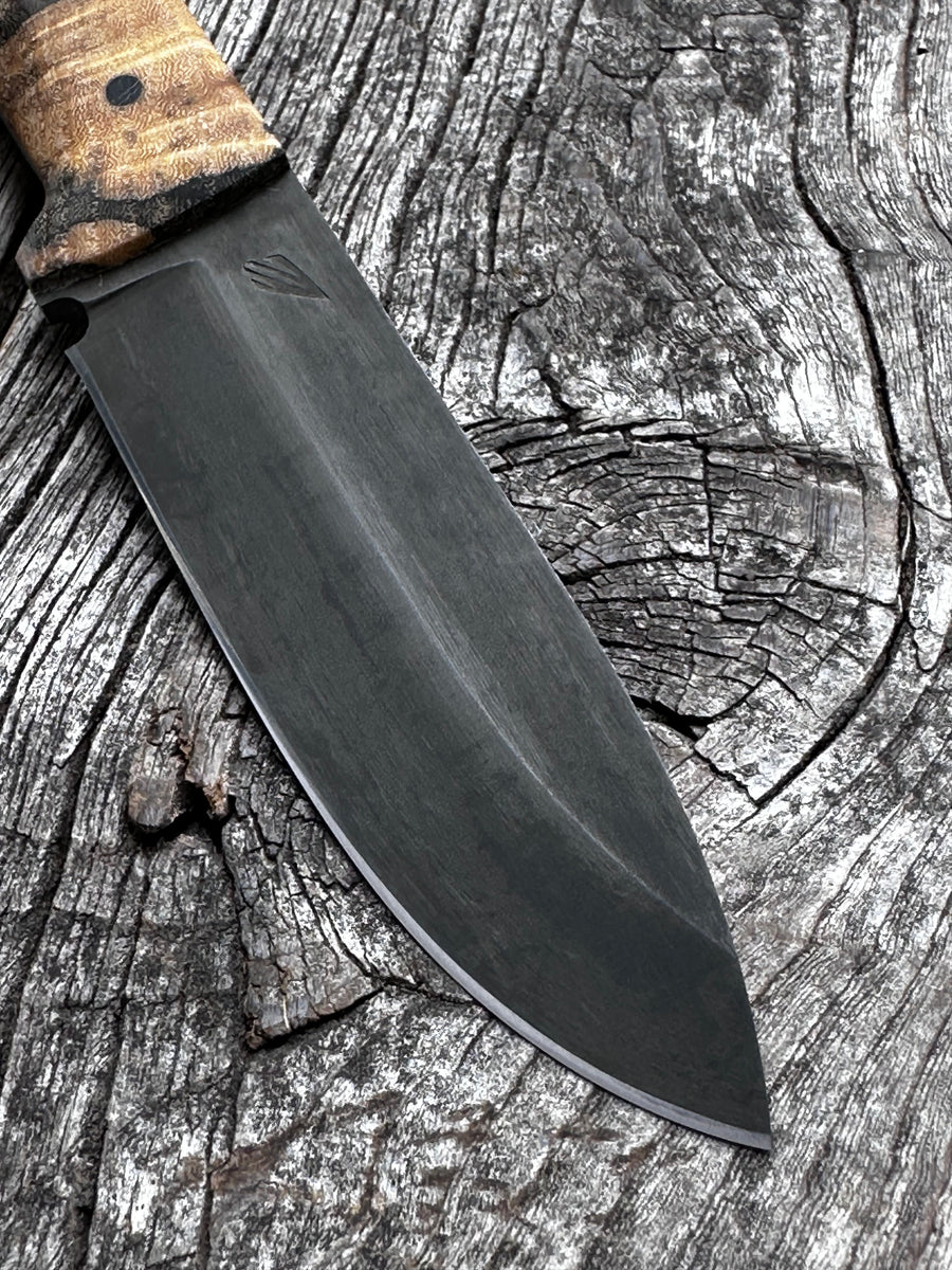 Mountain Scout Knife — Spalted Hackberry & Linen Micarta