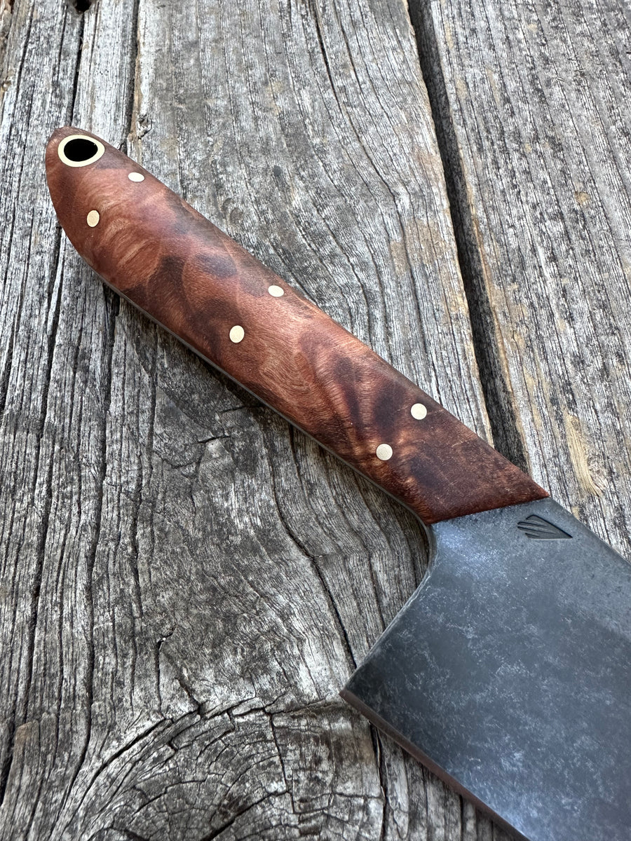 Western Mini-Chef's Knife — Maple Burl & Brass