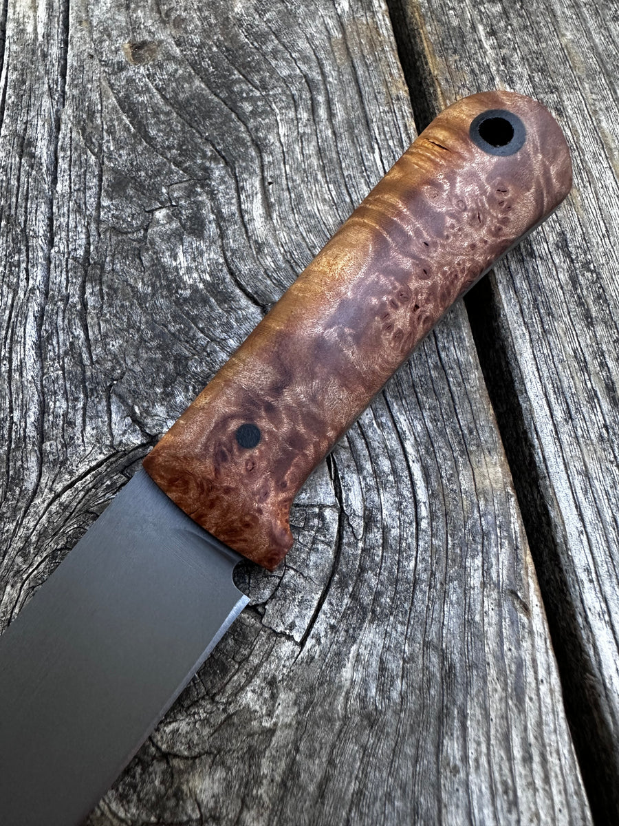 Survival Scout Knife — Maple Burl & Linen