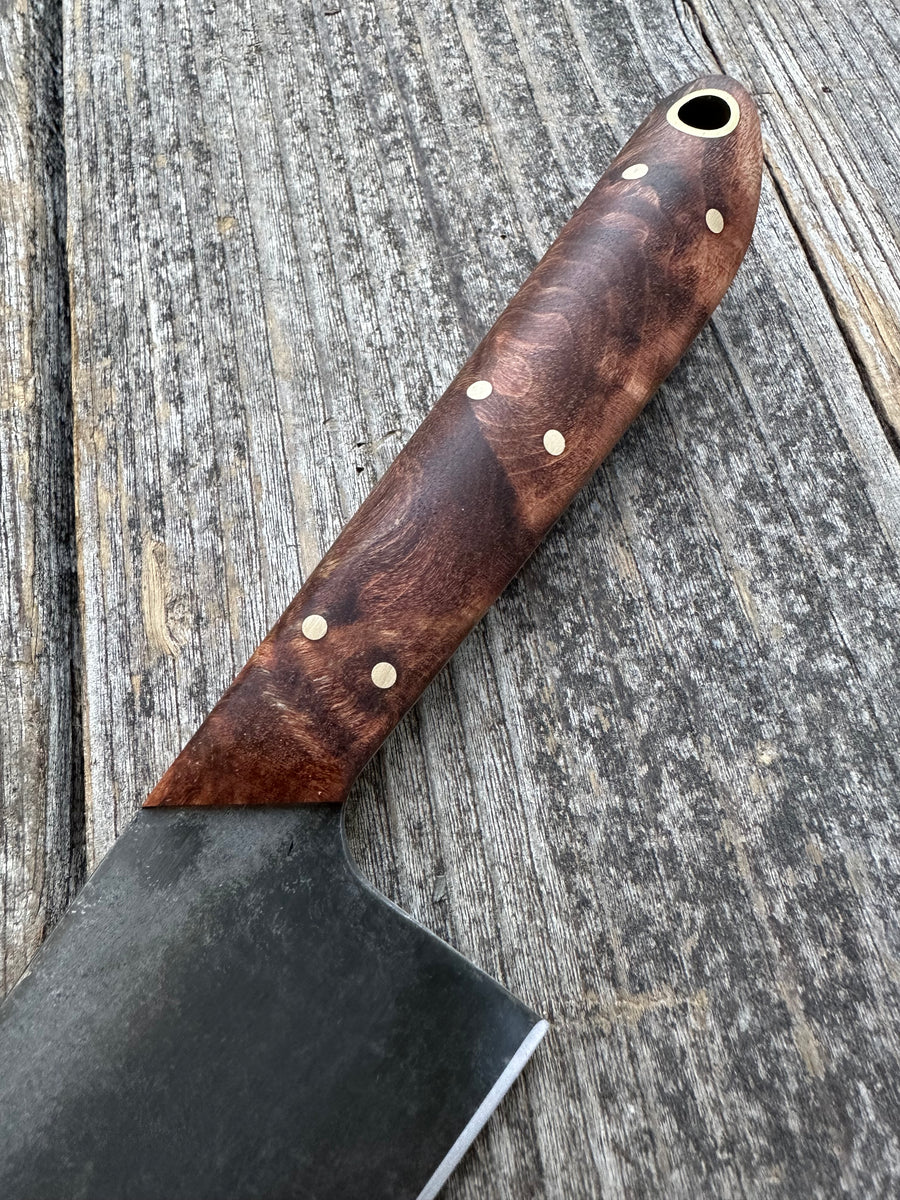 Western Mini-Chef's Knife — Maple Burl & Brass