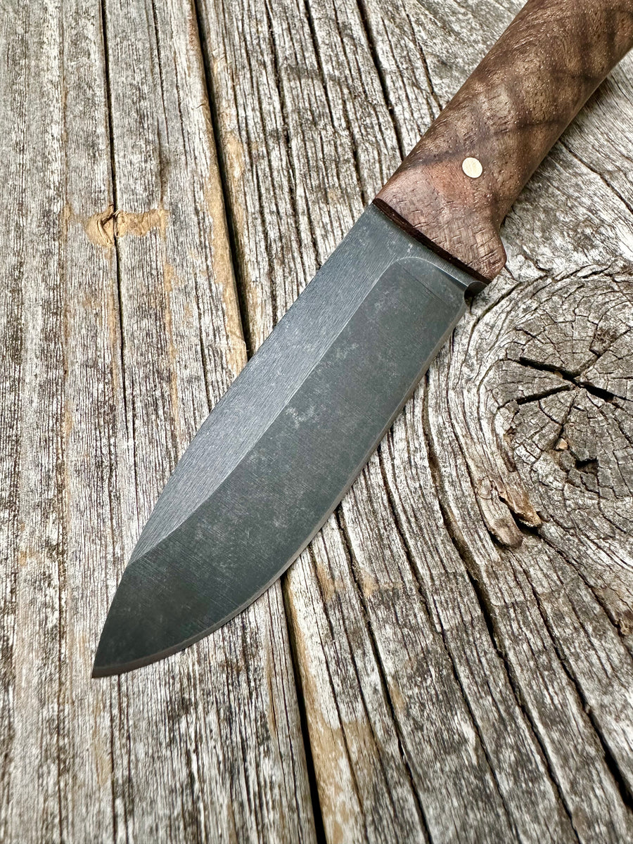 Survival Scout Knife — Feathered Walnut & Brass