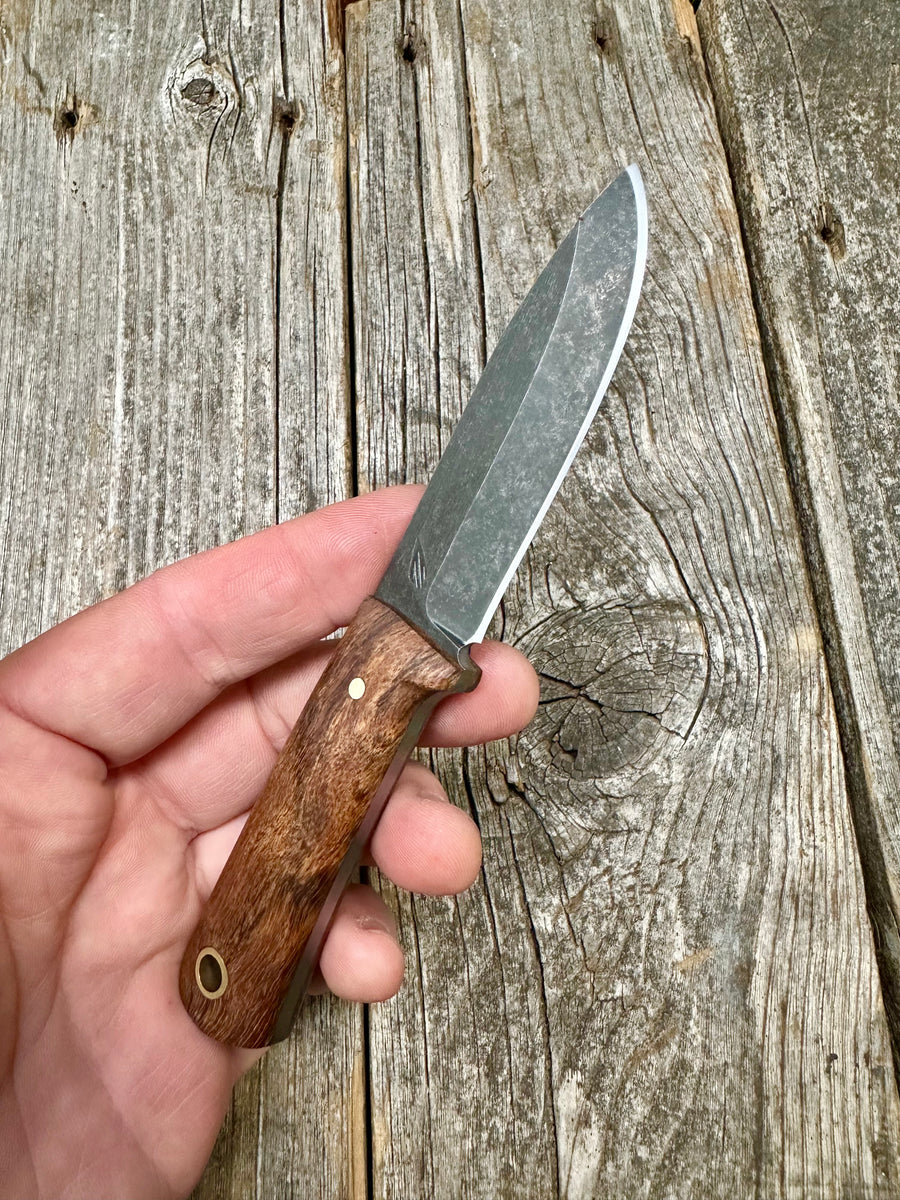 Survival Scout Knife — Maple Root & Brass