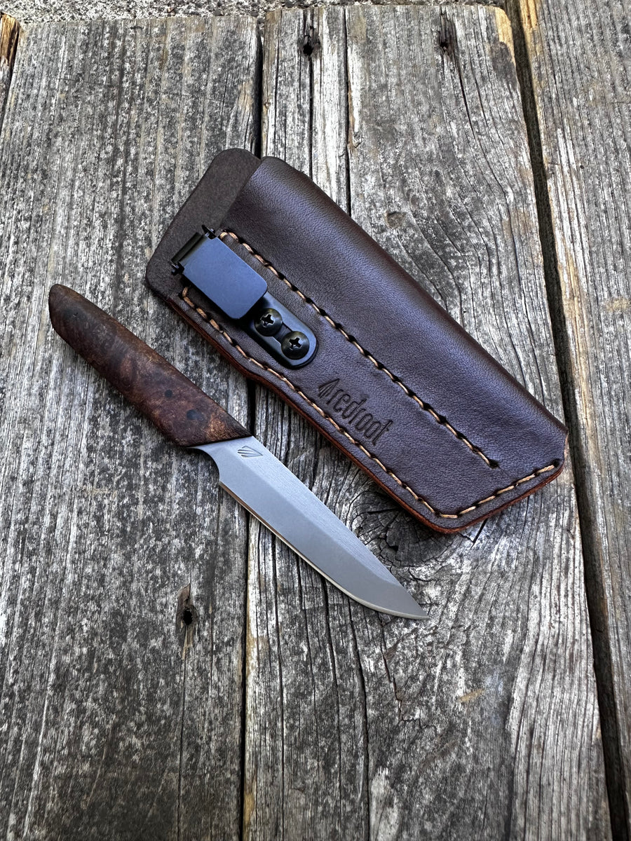 Ocelot Pocket EDC knife — Ambrosia Maple Burl & Linen Micarta