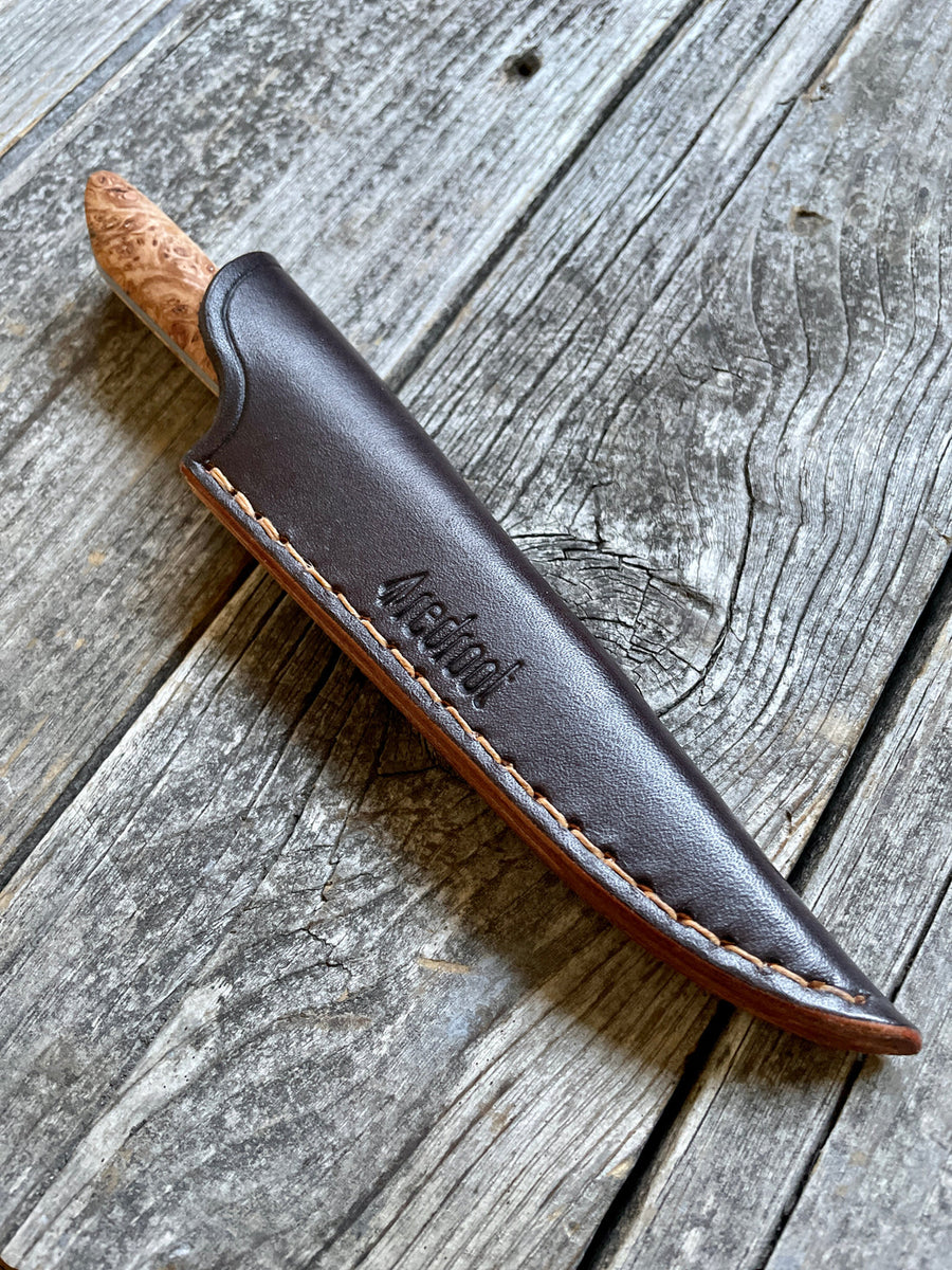 Western Paring Knife 3.75" —  Terra-Cotta Burl Micarta & Linen